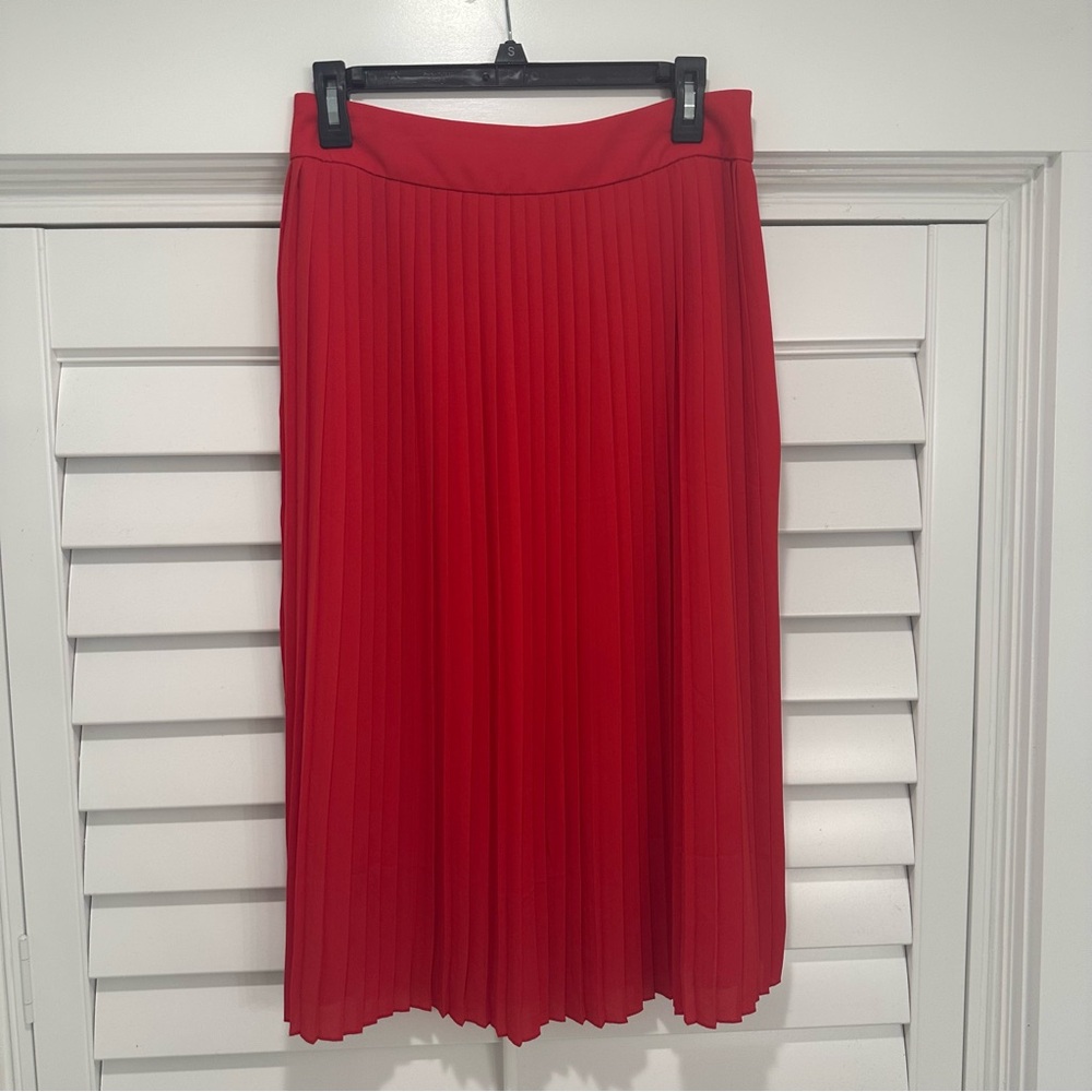 JCrew size 6 Red Pleated Midi Skirt